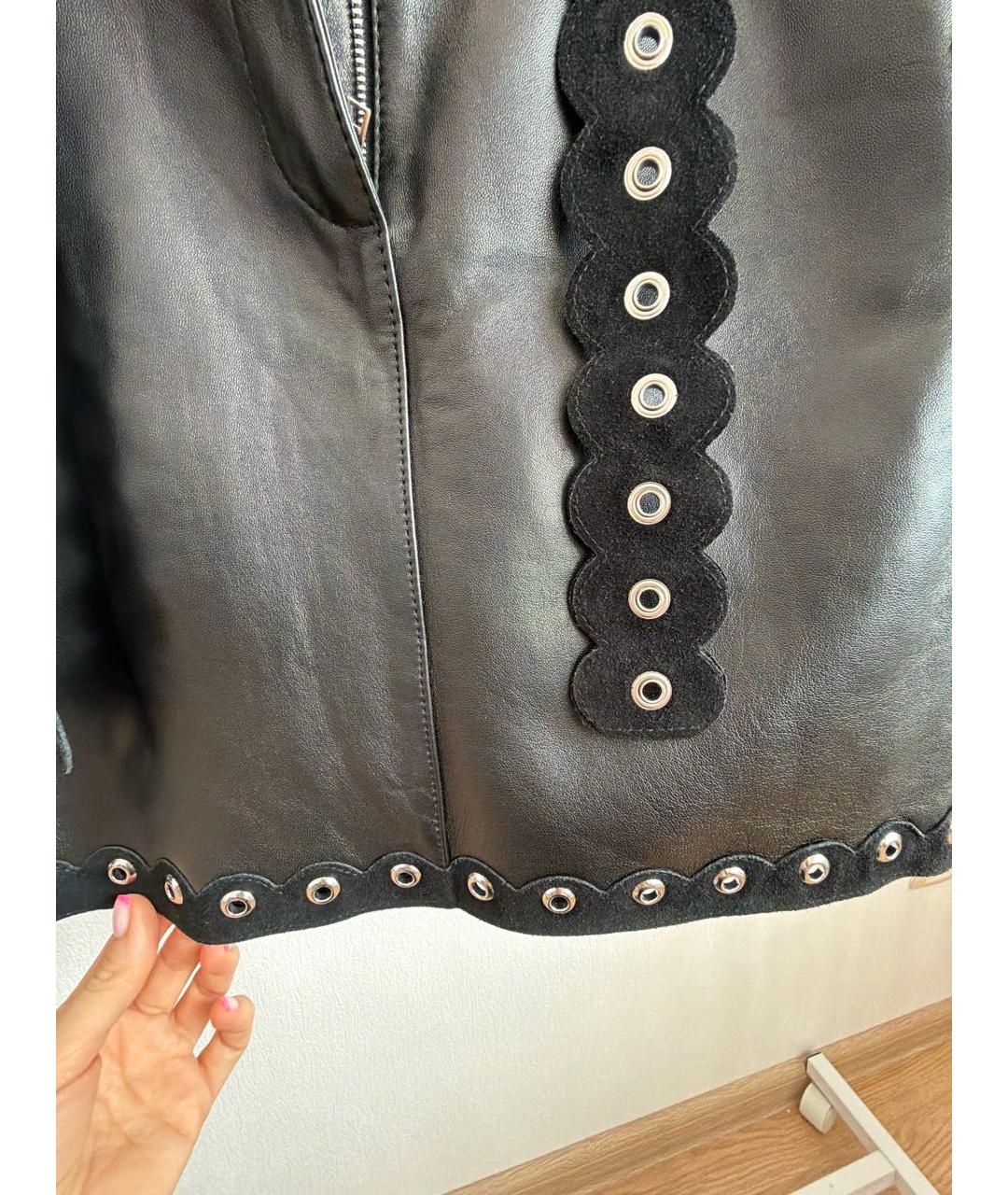 MAJE Черная кожаная юбка мини, фото 4