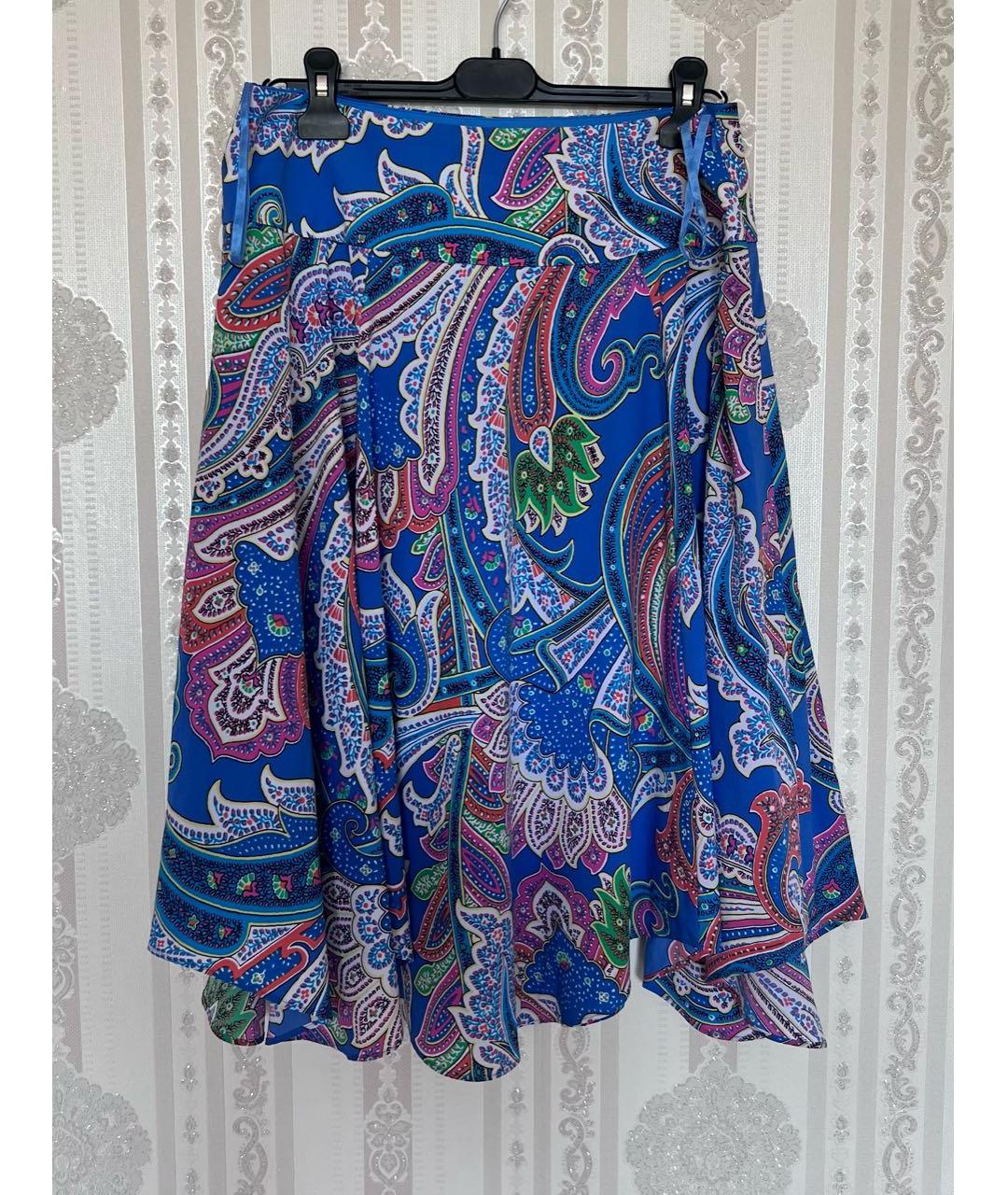 RALPH LAUREN Синяя юбка миди, фото 4