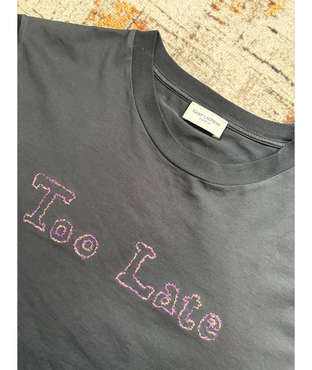 SAINT LAURENT Черная хлопковая футболка, фото 3