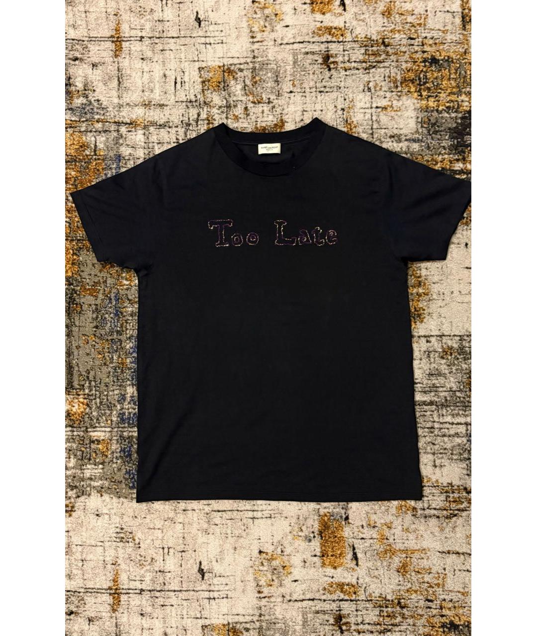 SAINT LAURENT Черная хлопковая футболка, фото 5