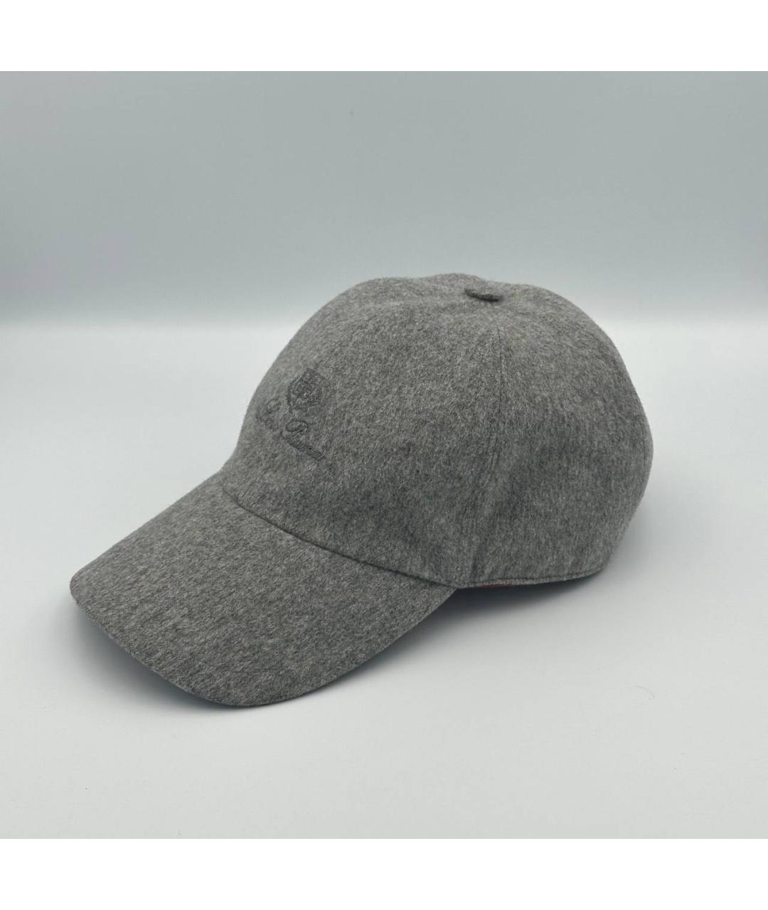 LORO PIANA Серая кашемировая кепка/бейсболка, фото 2