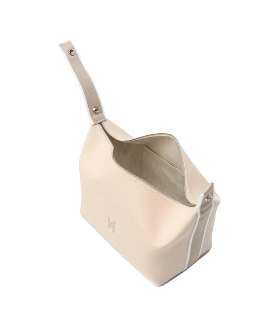 HERMES Бежевая тканевая косметичка, фото 5