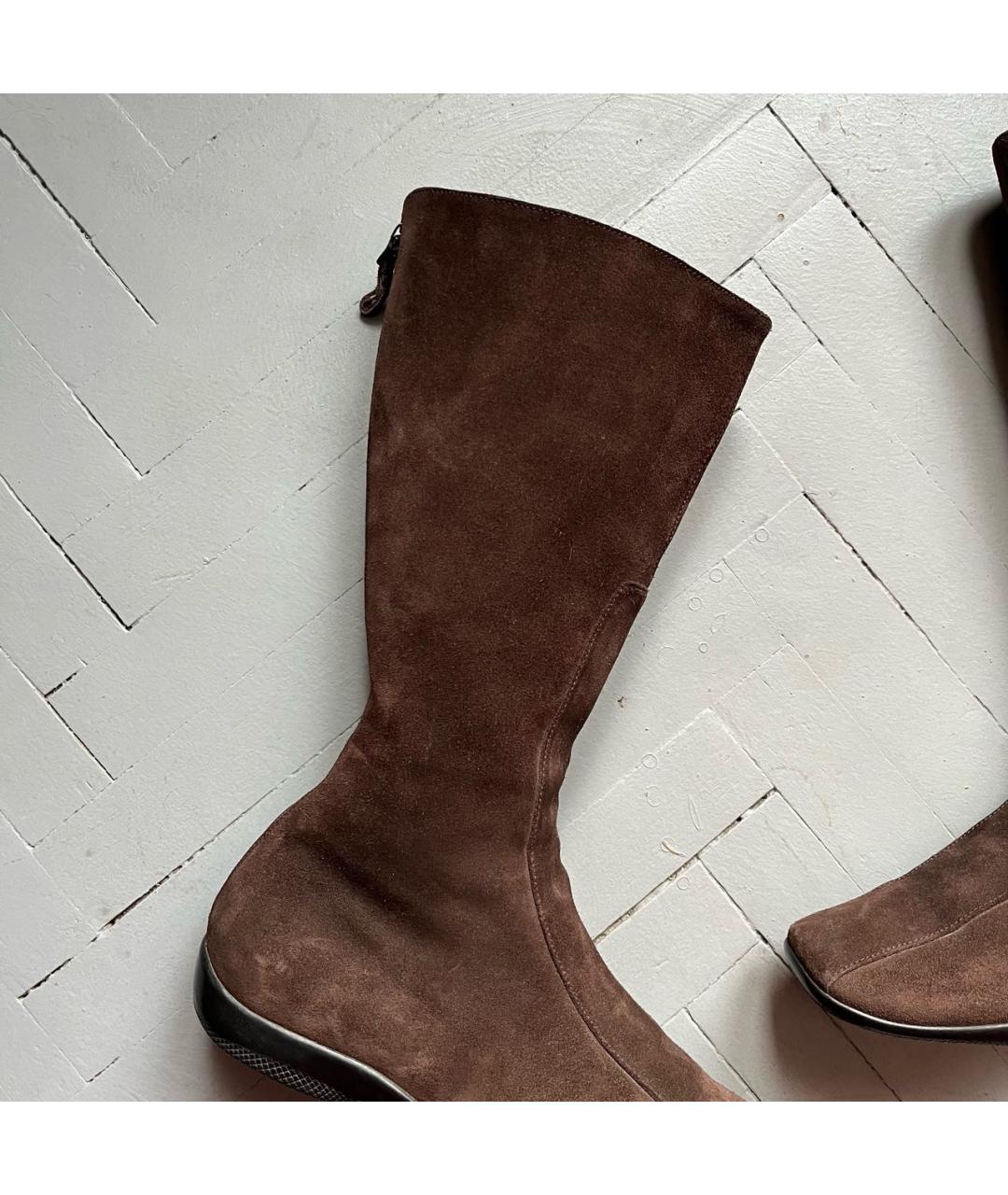 PRADA Коричневые замшевые сапоги, фото 7