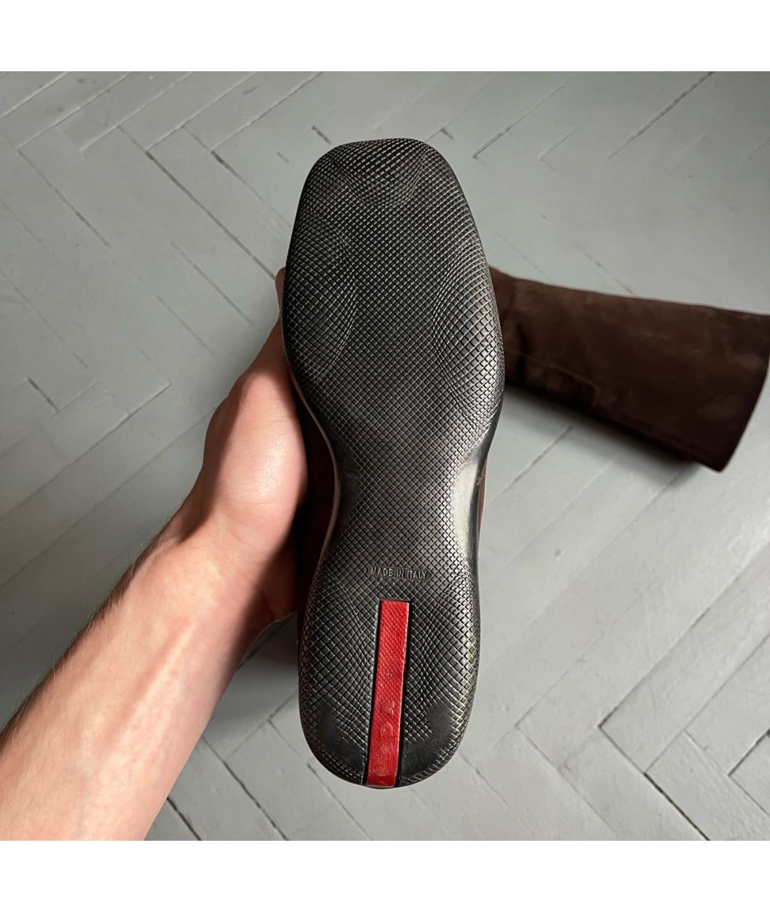 PRADA Коричневые замшевые сапоги, фото 8