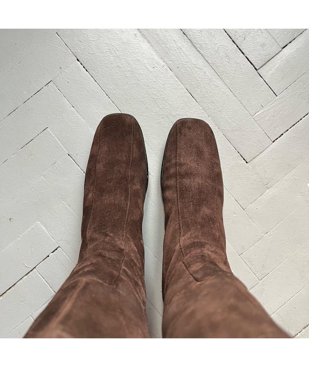 PRADA Коричневые замшевые сапоги, фото 3