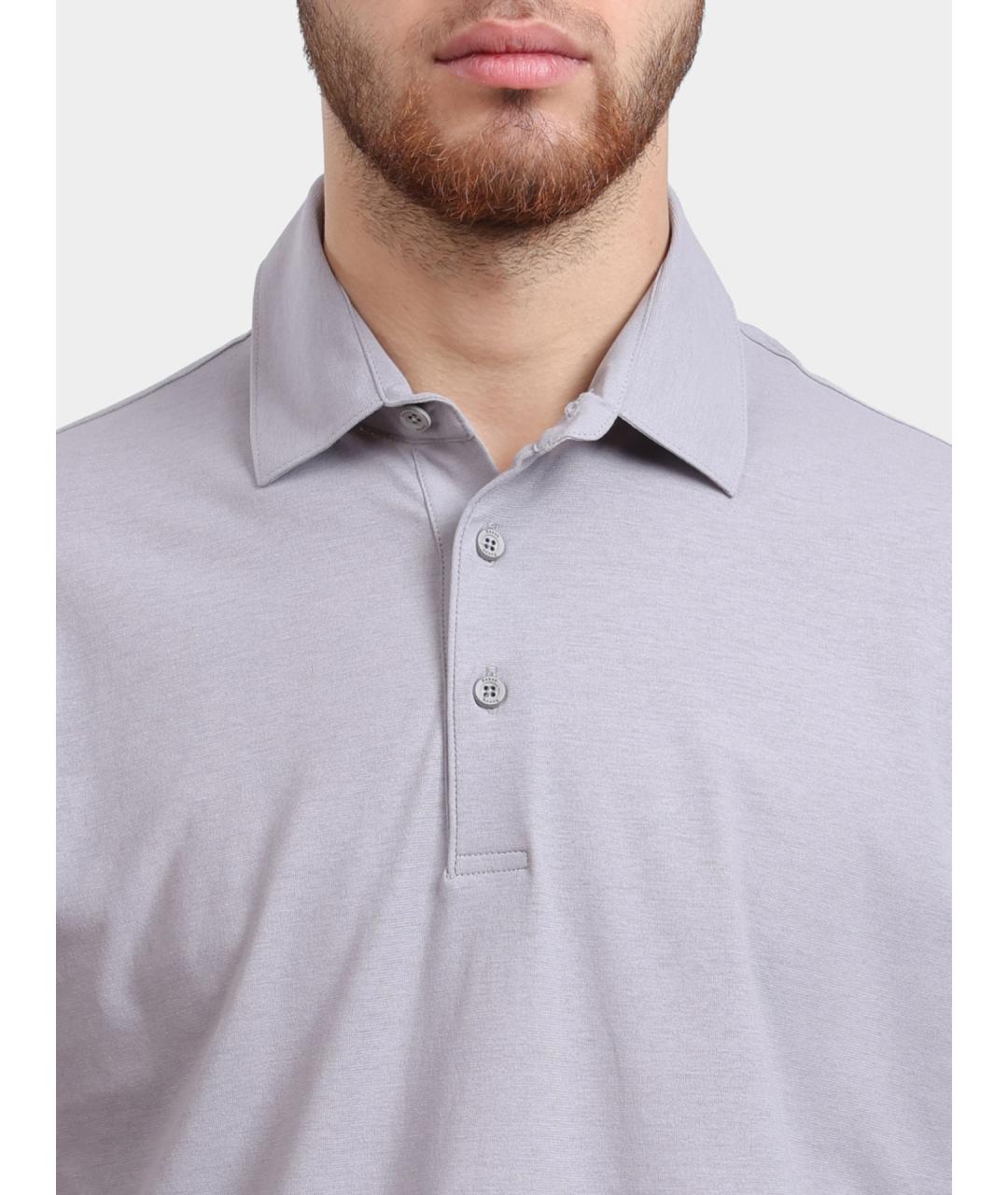 HERNO Серое хлопковое поло с коротким рукавом, фото 3