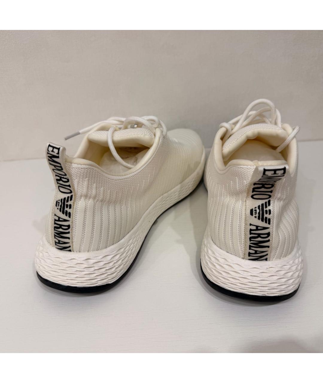 EMPORIO ARMANI Белые текстильные низкие кроссовки / кеды, фото 3