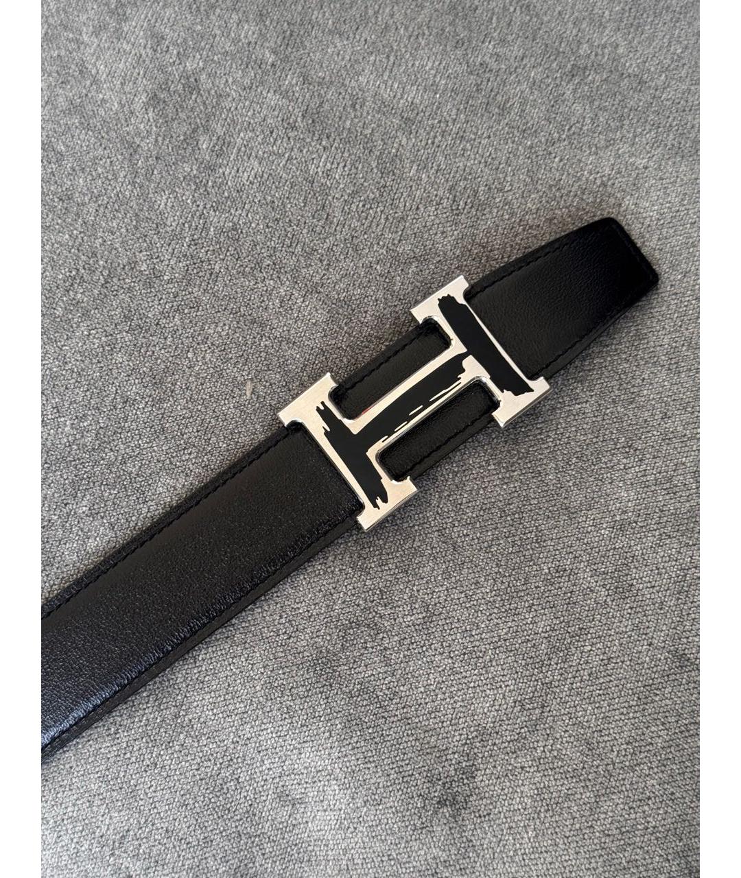 HERMES Черный кожаный ремень, фото 2