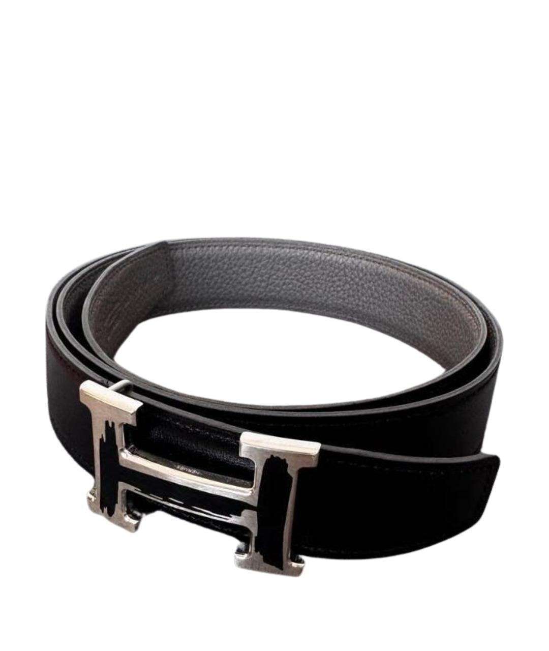 HERMES Черный кожаный ремень, фото 1