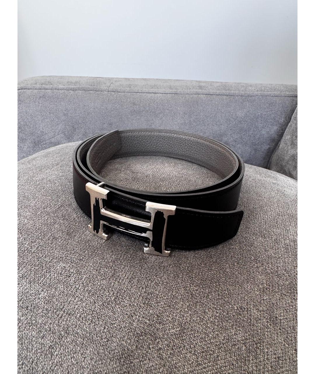 HERMES Черный кожаный ремень, фото 5