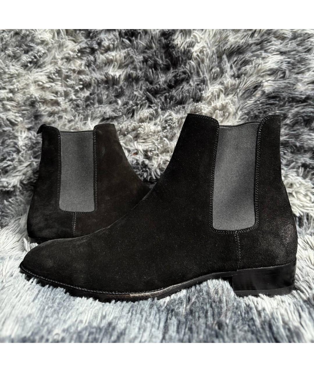 SAINT LAURENT Черные замшевые высокие ботинки, фото 6
