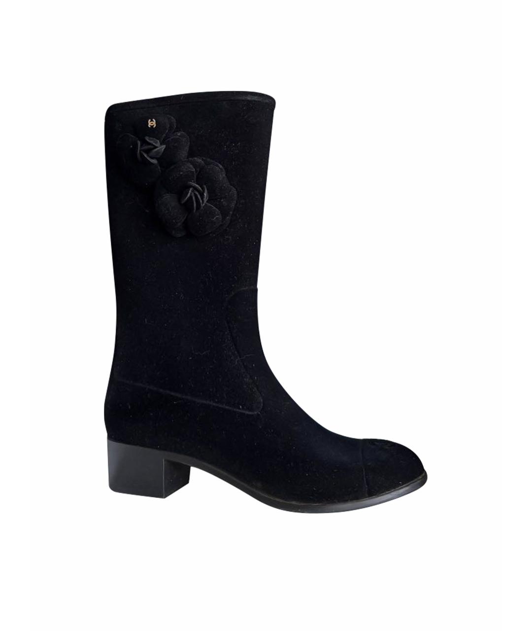 CHANEL Черные резиновые сапоги, фото 1