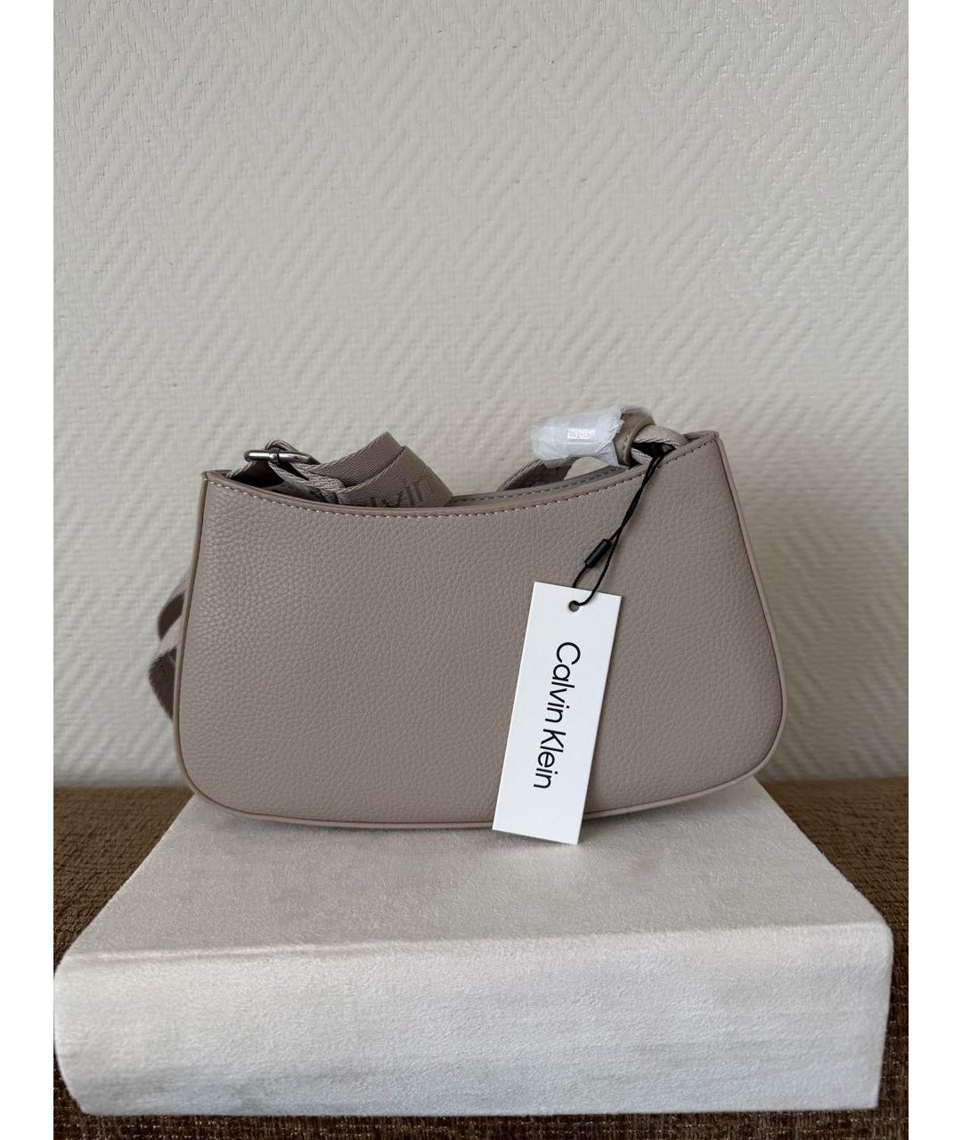 CALVIN KLEIN Бежевая сумка через плечо из искусственной кожи, фото 3