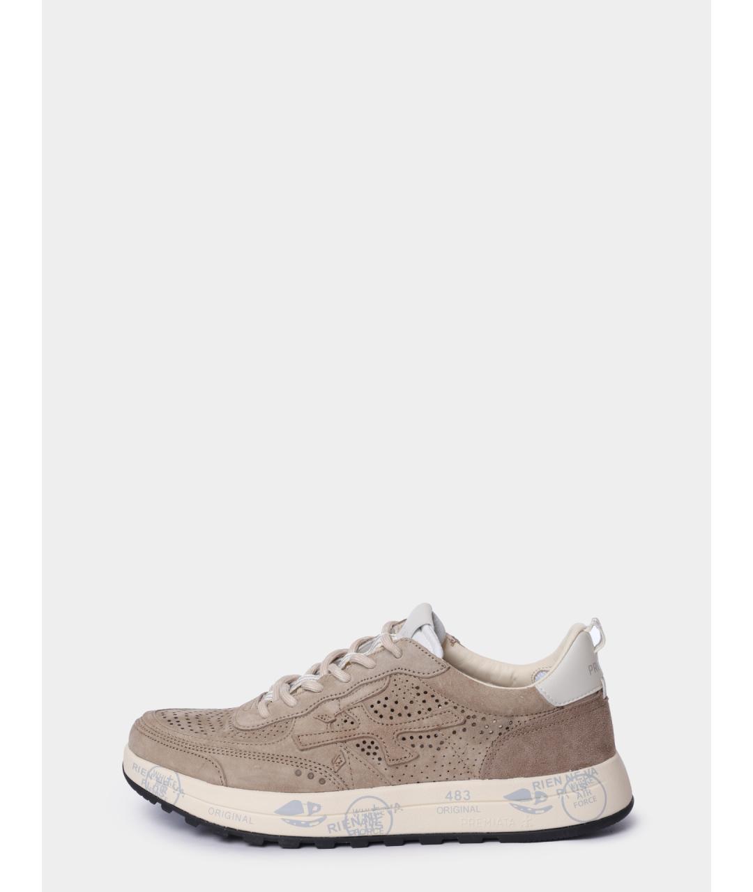 PREMIATA Бежевые замшевые низкие кроссовки / кеды, фото 6