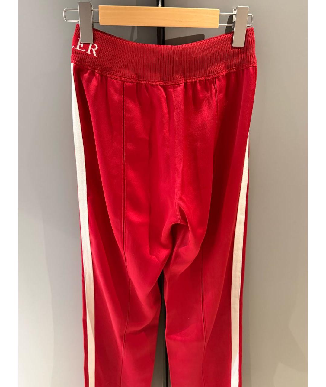 MONCLER Красные атласные брюки широкие, фото 2