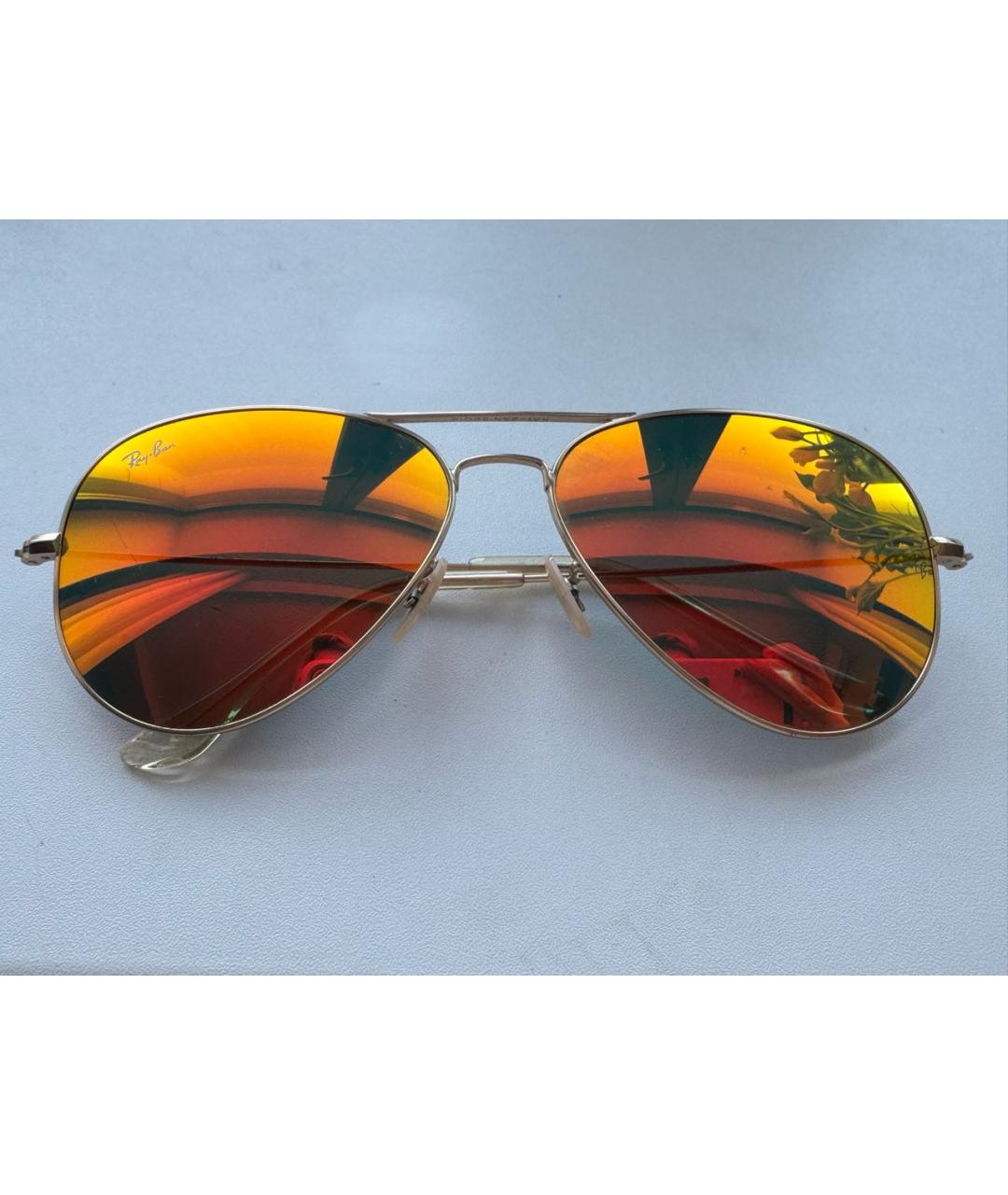 RAY BAN Оранжевое металлические солнцезащитные очки, фото 6