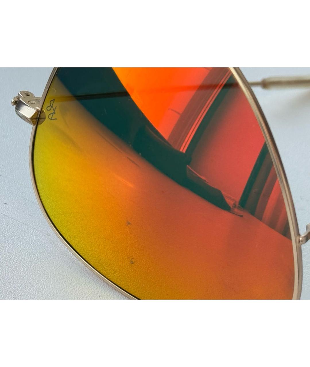 RAY BAN Оранжевое металлические солнцезащитные очки, фото 8