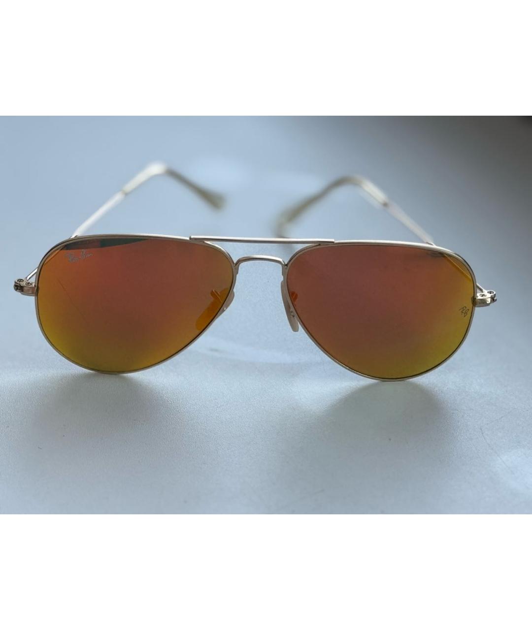 RAY BAN Оранжевое металлические солнцезащитные очки, фото 2