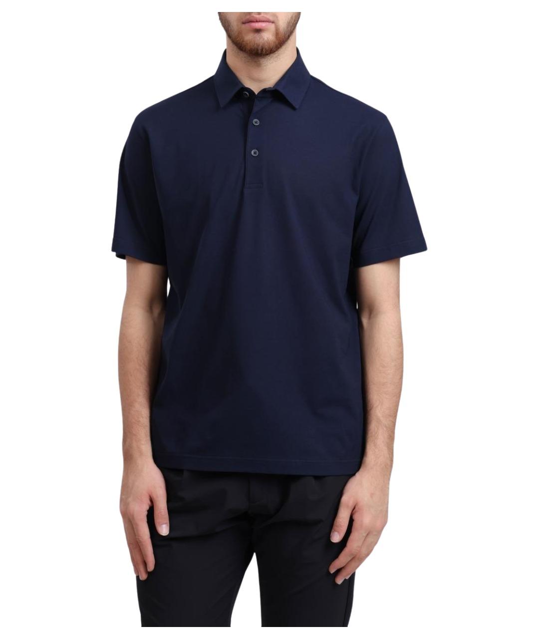 HERNO Темно-синее хлопковое поло с коротким рукавом, фото 1