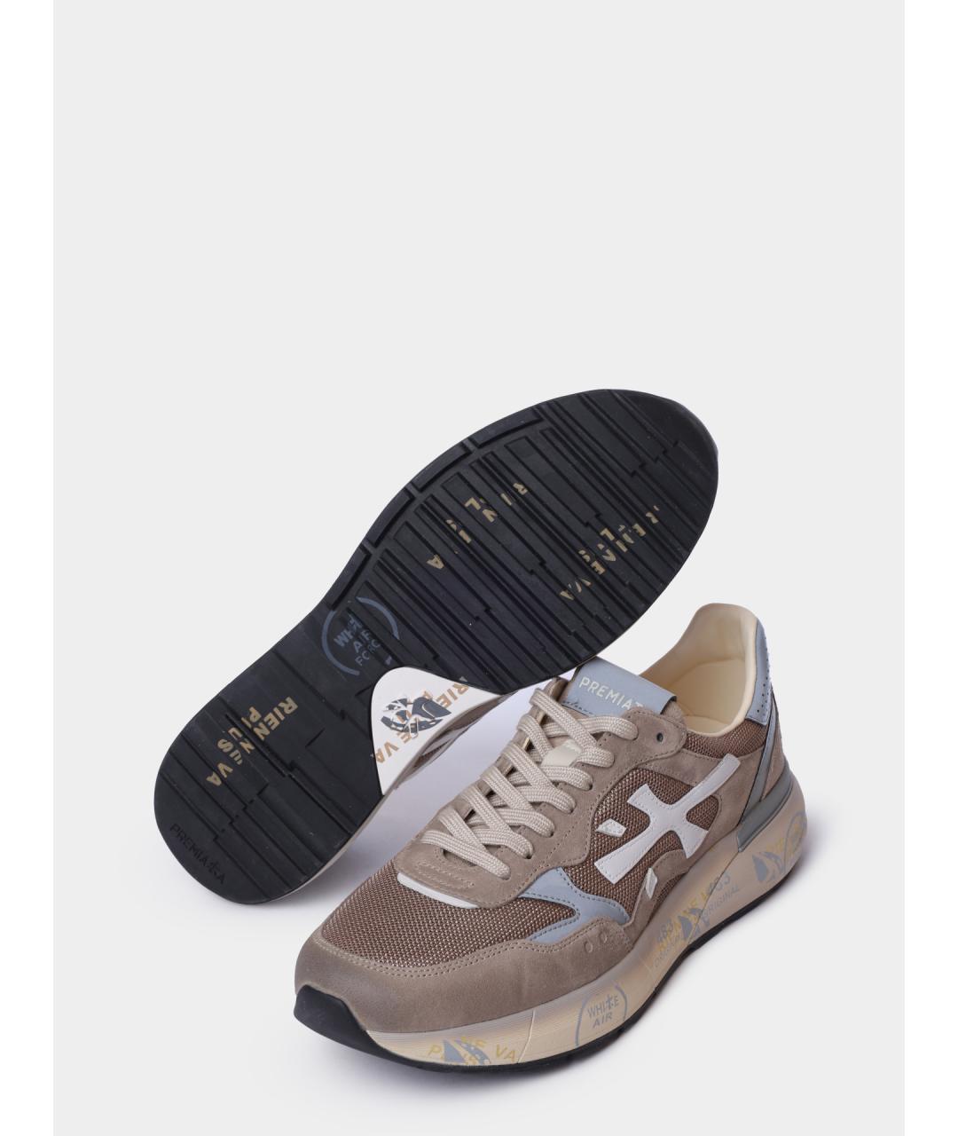 PREMIATA Бежевые замшевые низкие кроссовки / кеды, фото 4