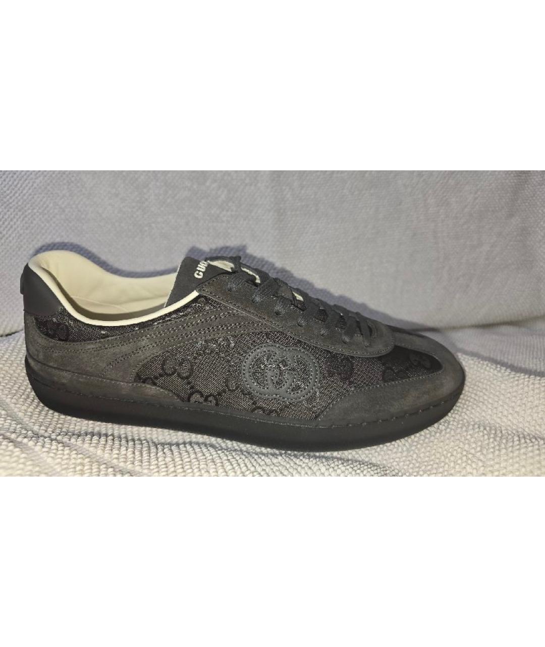 GUCCI Антрацитовые замшевые низкие кроссовки / кеды, фото 7
