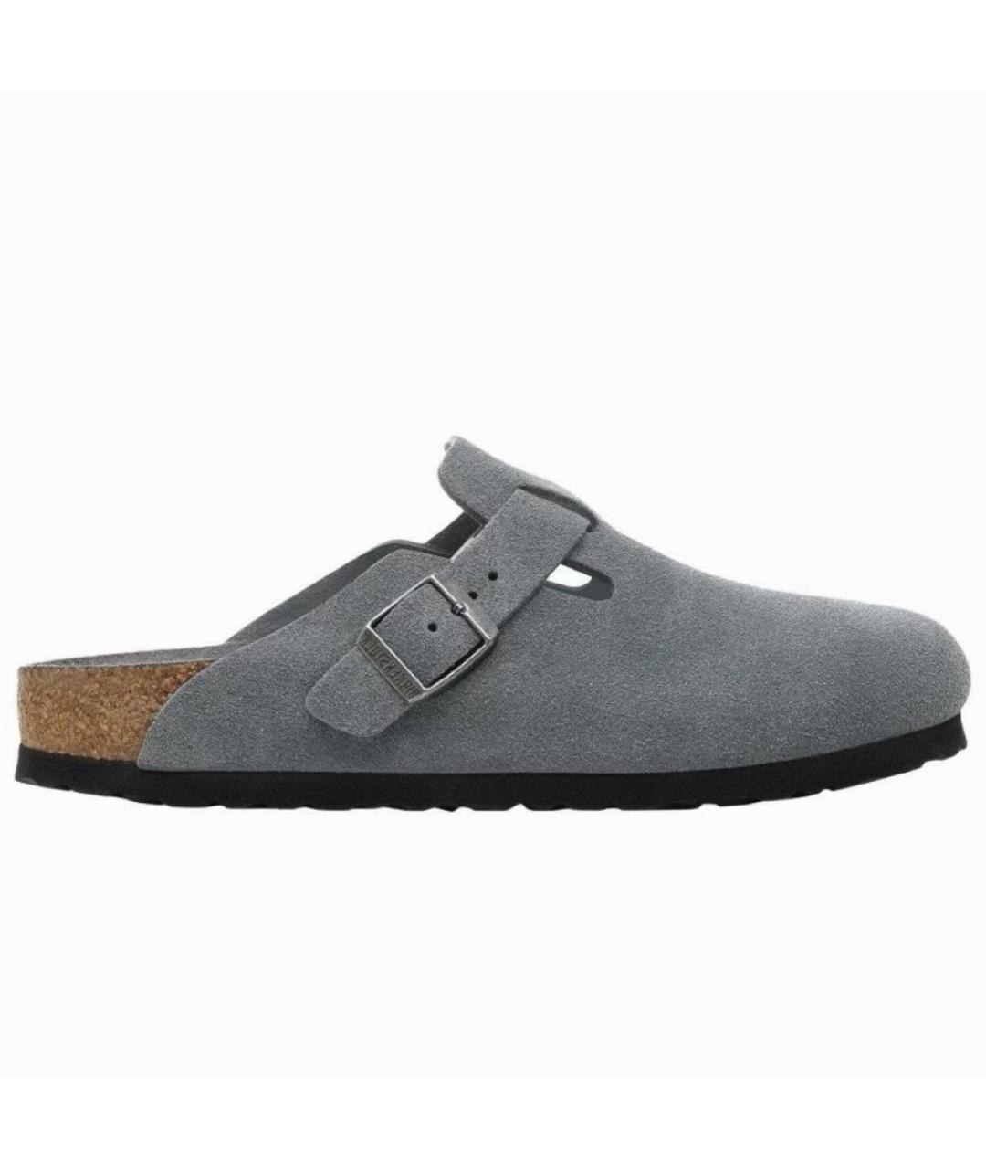 BIRKENSTOCK Серые нубуковые мюли, фото 7