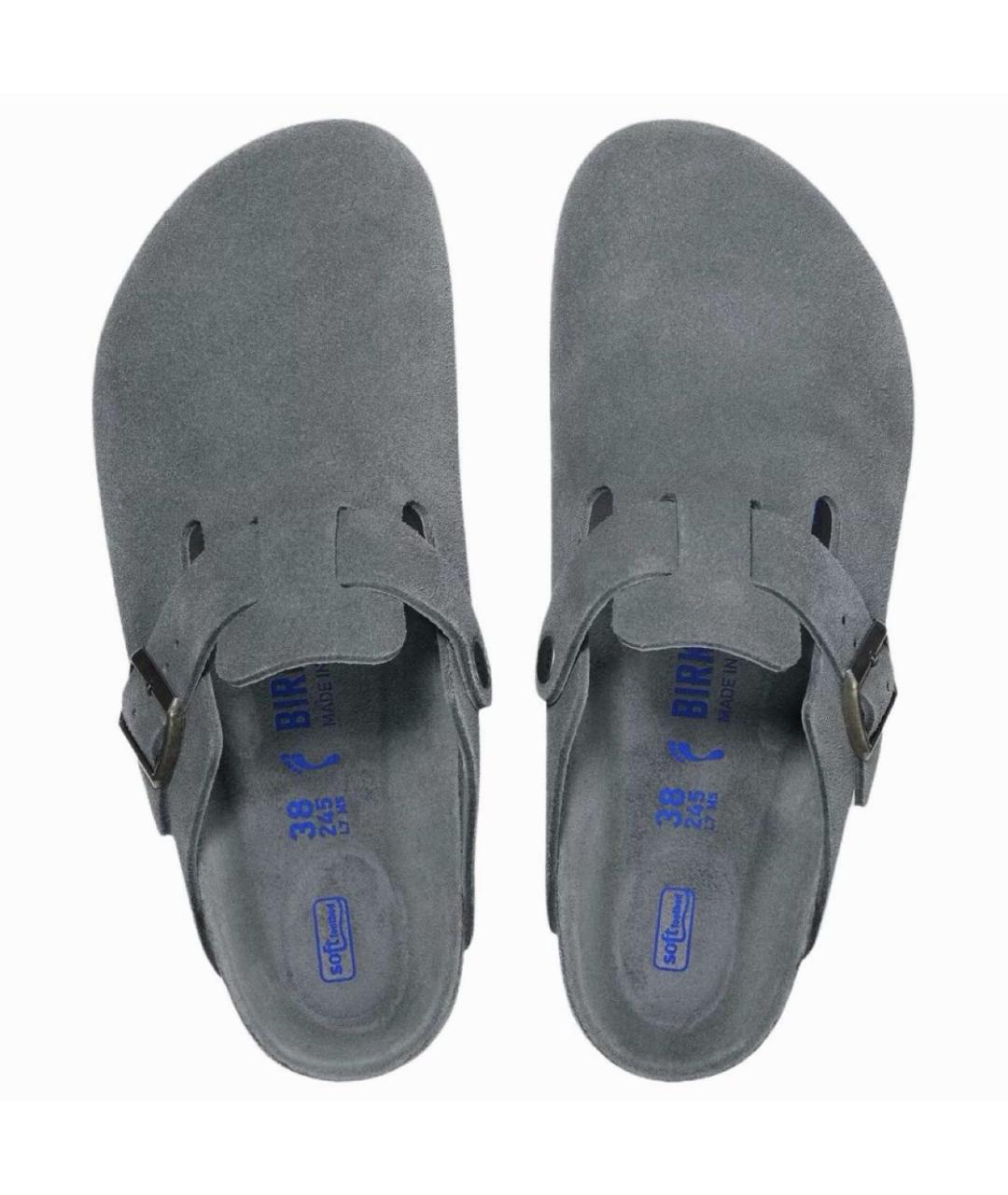 BIRKENSTOCK Серые нубуковые мюли, фото 4