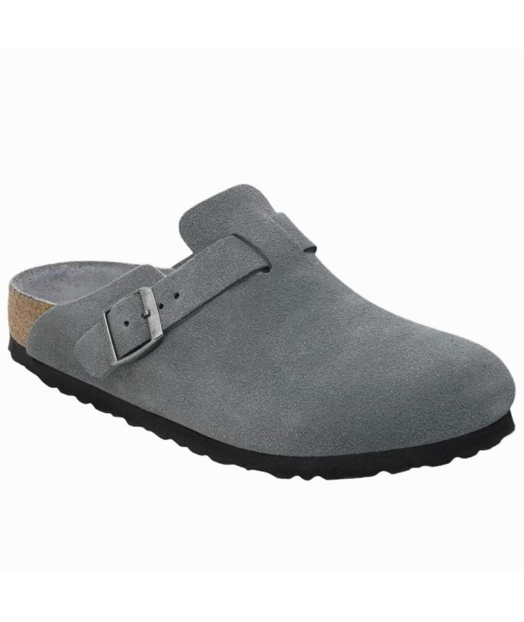 BIRKENSTOCK Серые нубуковые мюли, фото 2