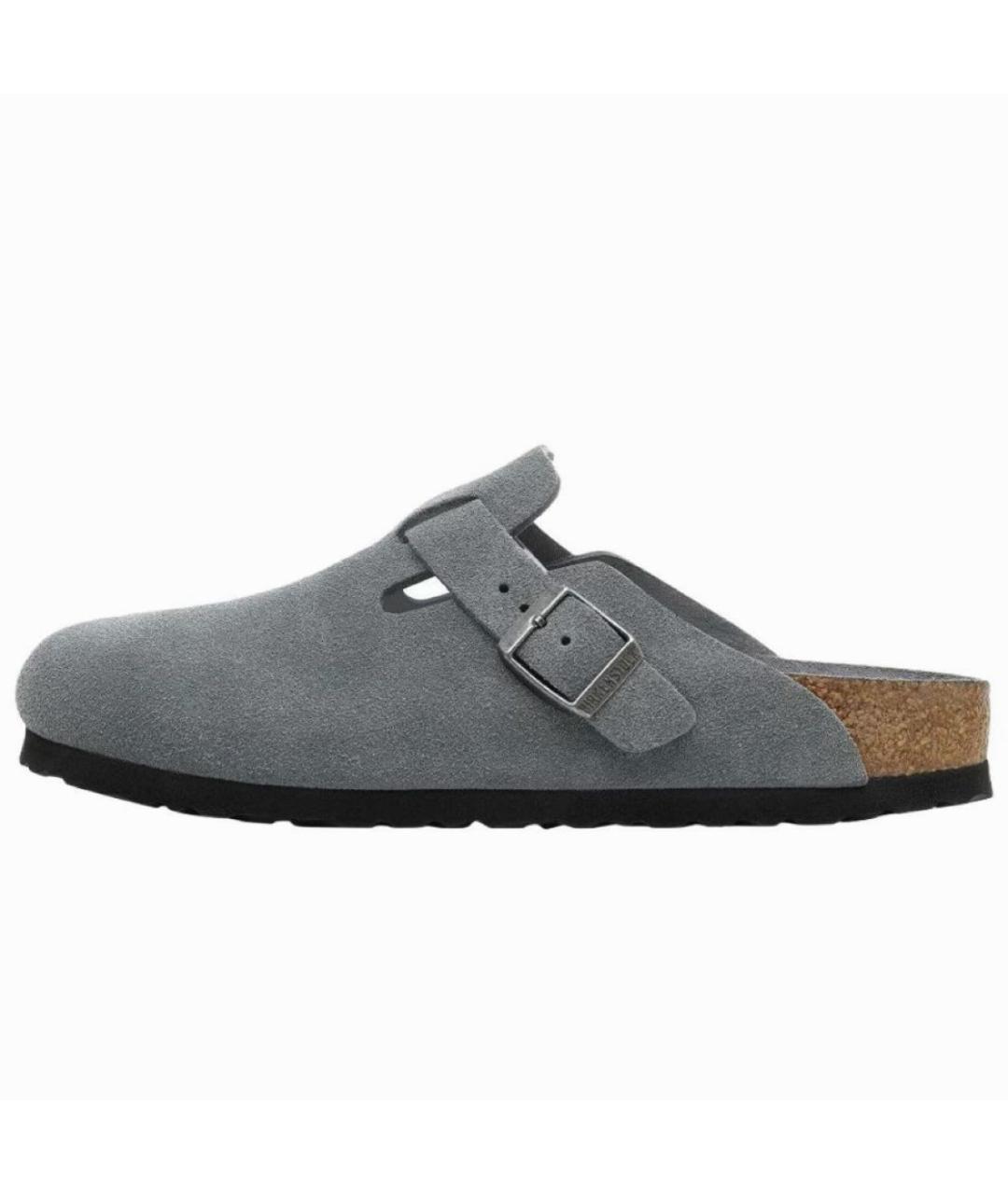 BIRKENSTOCK Серые нубуковые мюли, фото 6
