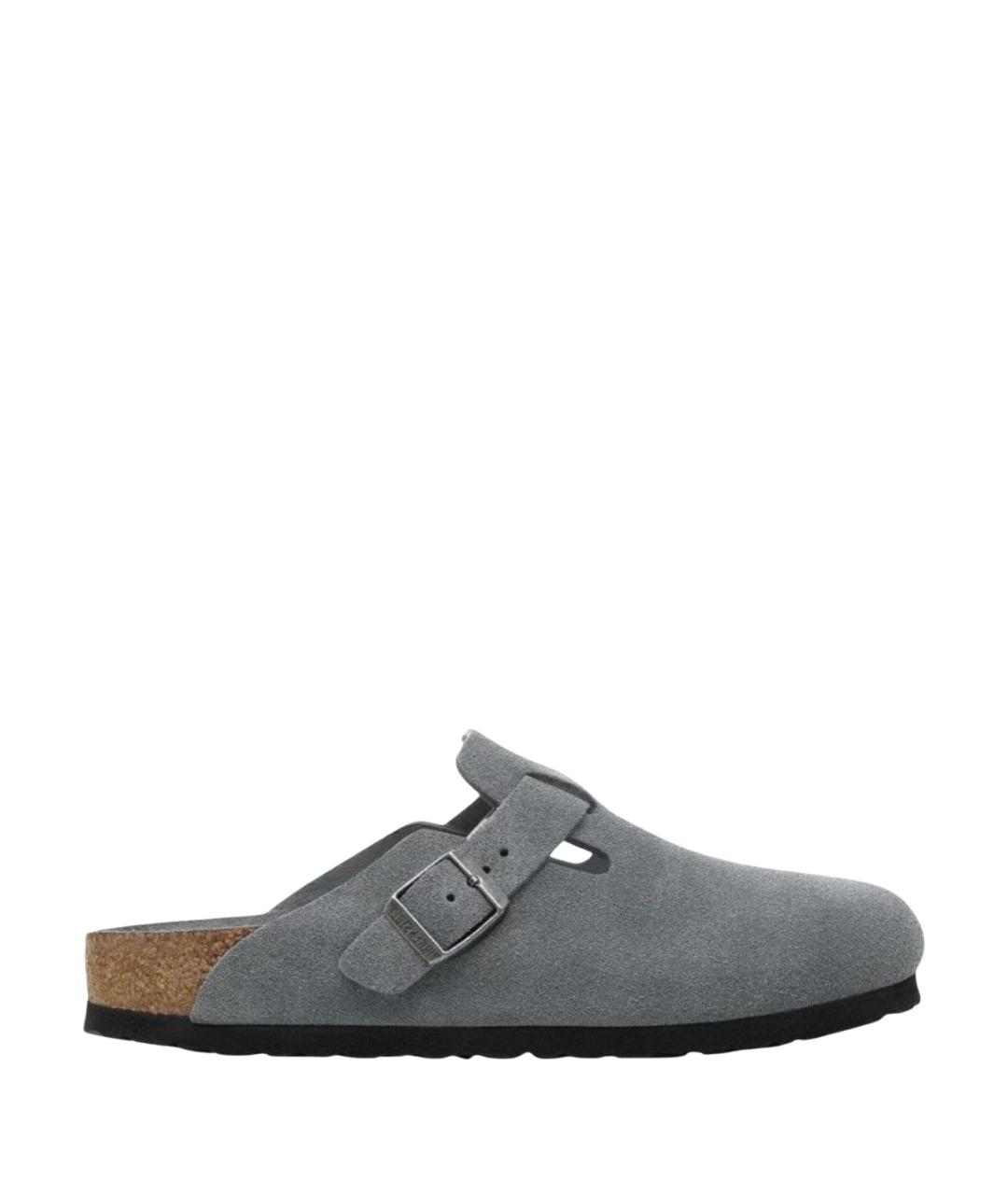 BIRKENSTOCK Серые нубуковые мюли, фото 1