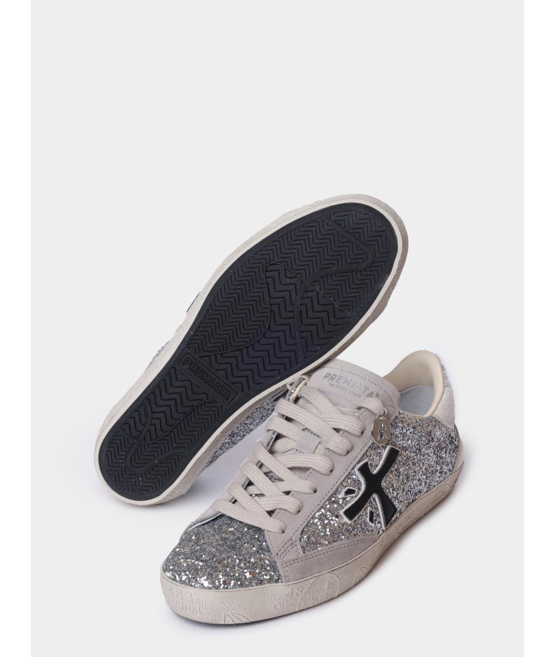 PREMIATA Серебряные кожаные кеды, фото 4