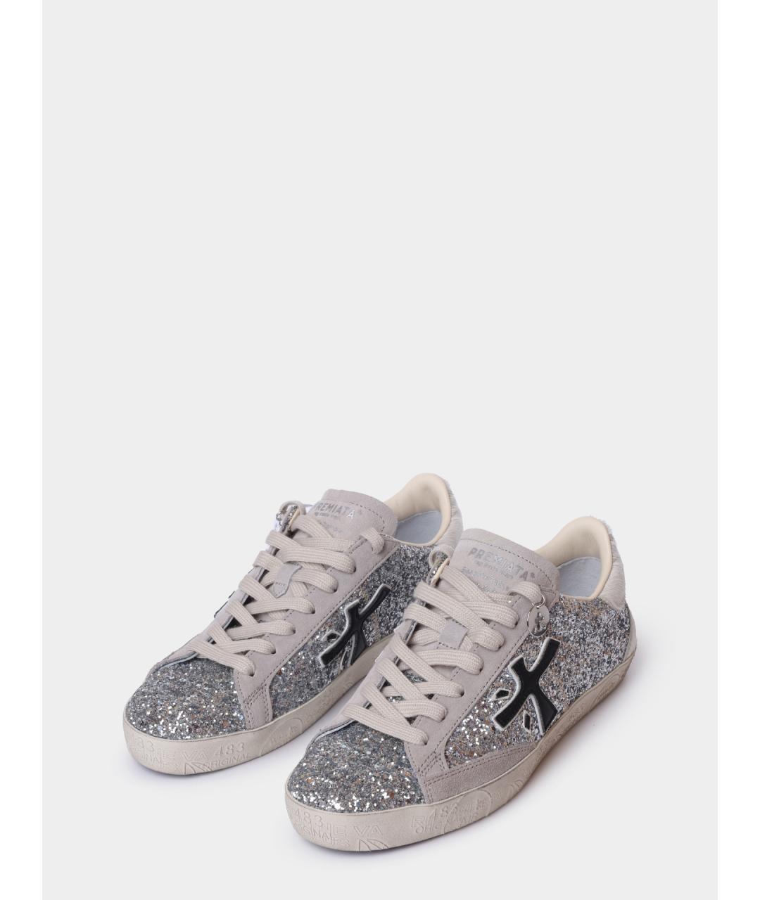 PREMIATA Серебряные кожаные кеды, фото 2