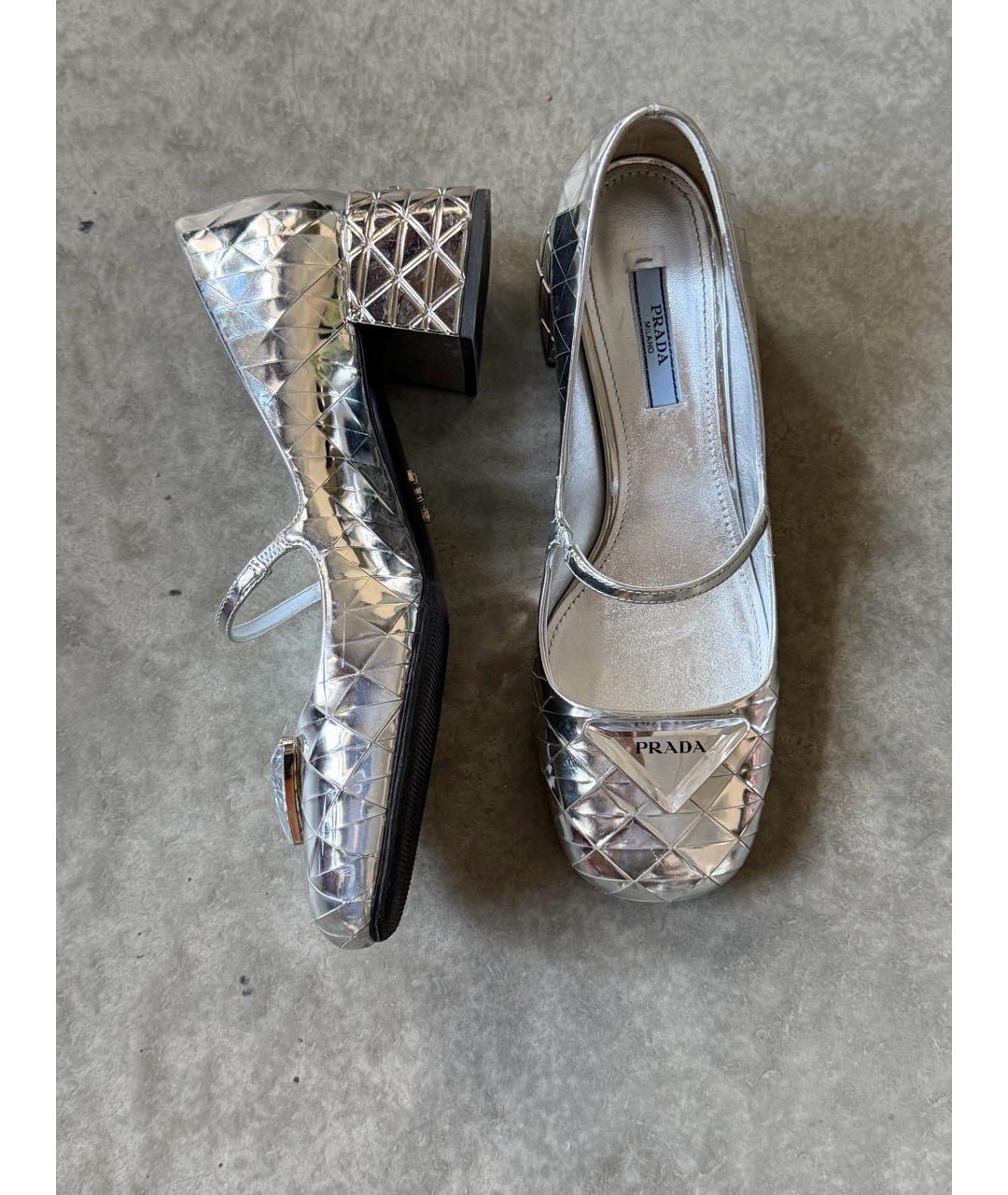 PRADA Серебряные туфли из лакированной кожи, фото 6