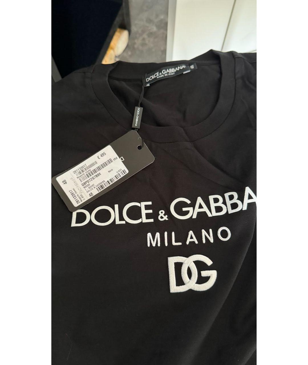 DOLCE&GABBANA Черная хлопковая футболка, фото 7