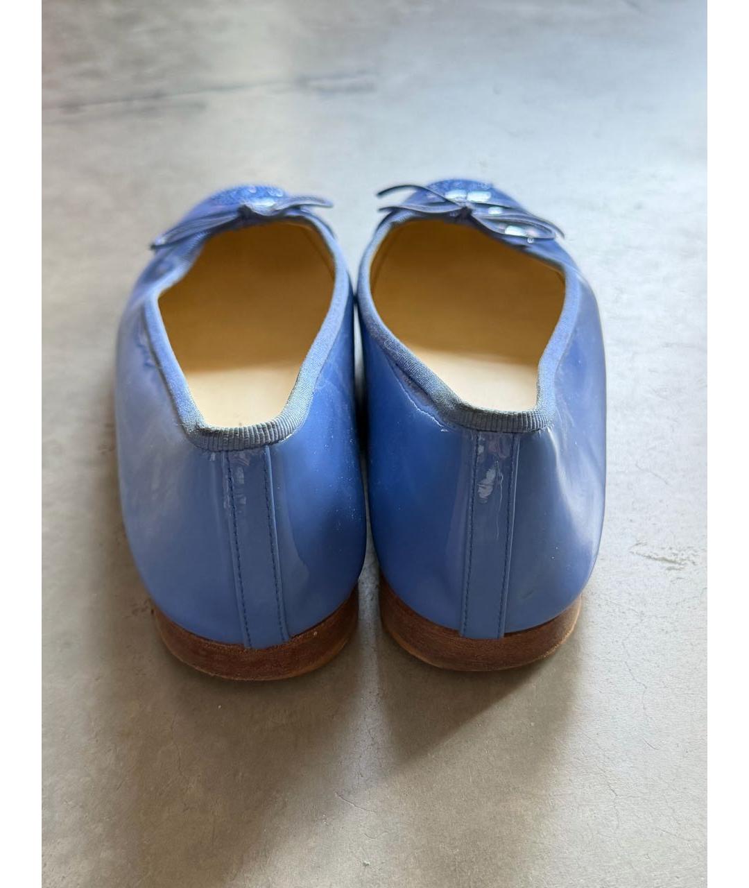 CHANEL Синие балетки из лакированной кожи, фото 3