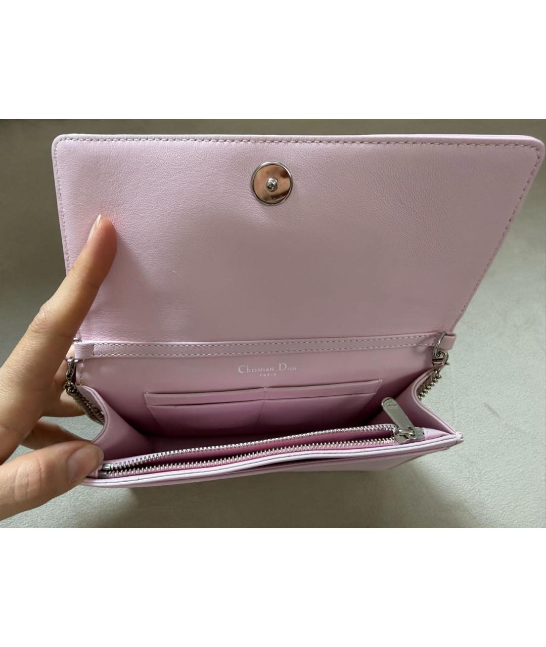 CHRISTIAN DIOR Розовая кожаная сумка через плечо, фото 4