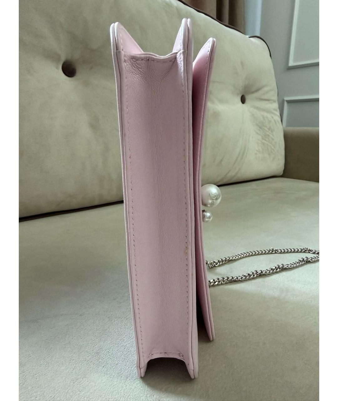 CHRISTIAN DIOR Розовая кожаная сумка через плечо, фото 5