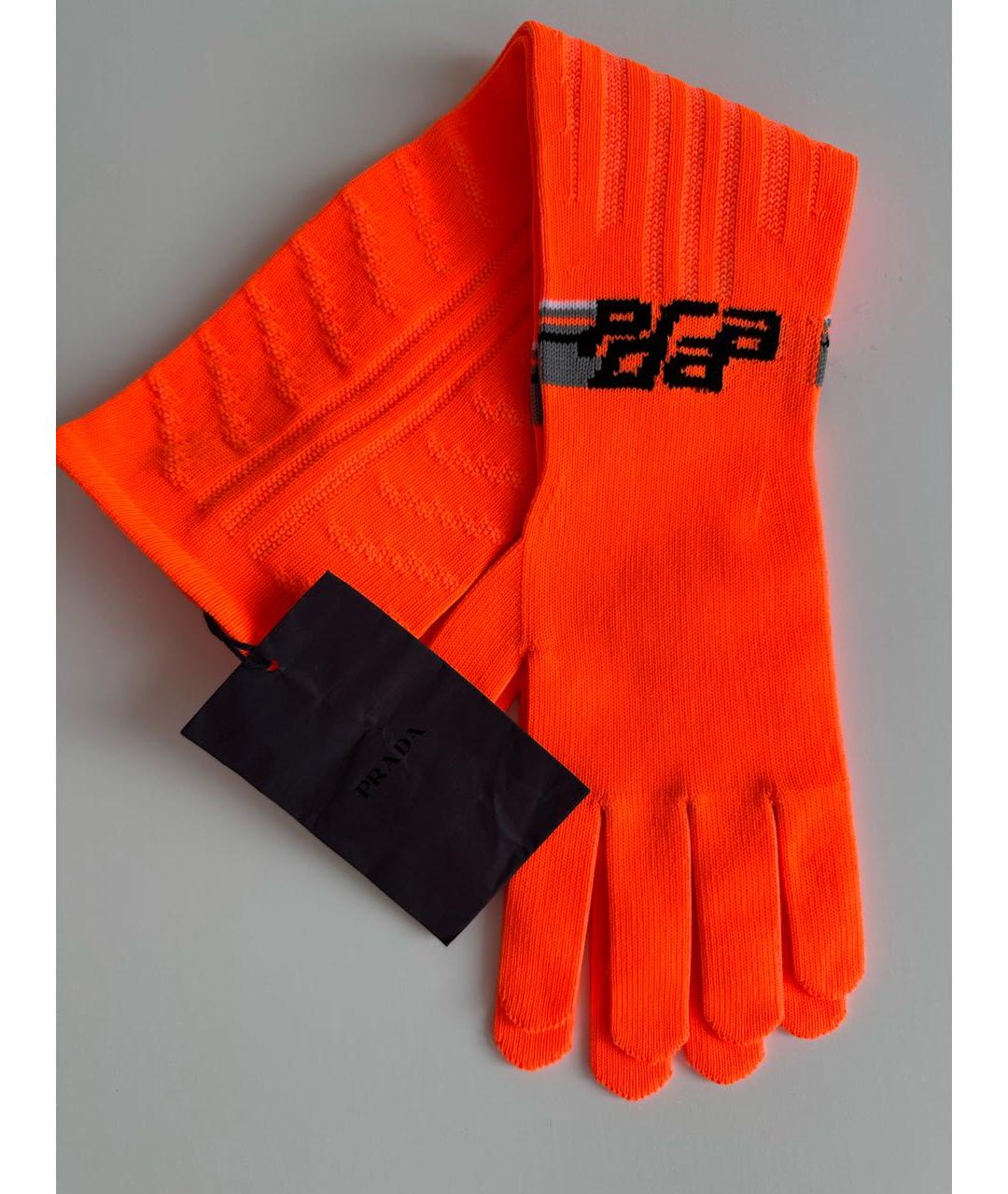 PRADA Коралловые синтетические перчатки, фото 2