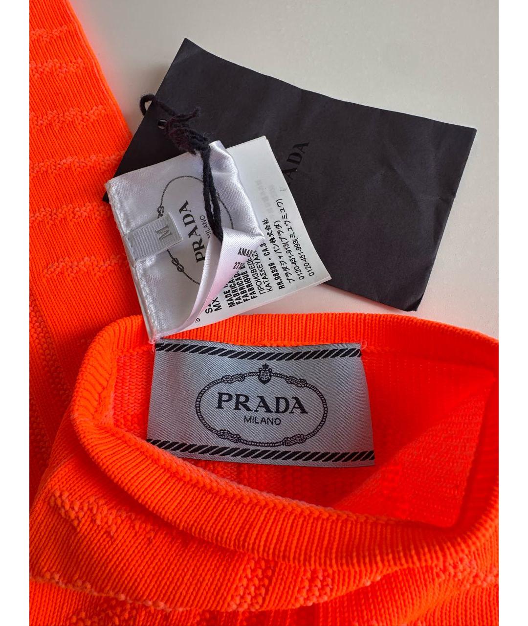 PRADA Коралловые синтетические перчатки, фото 3