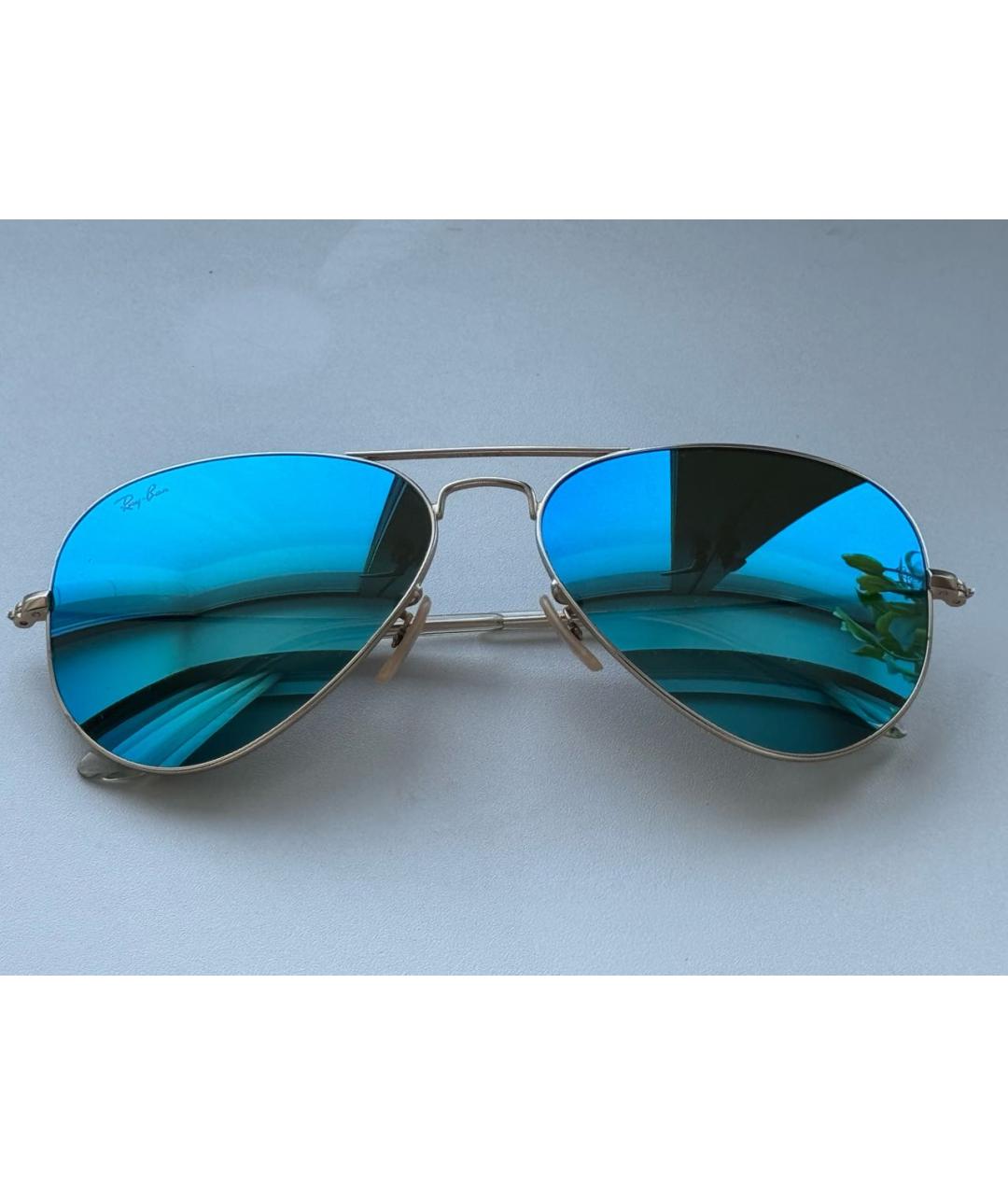 RAY BAN Голубые металлические солнцезащитные очки, фото 5