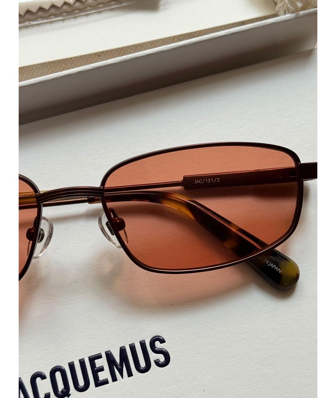 JACQUEMUS Коричневые металлические солнцезащитные очки, фото 4