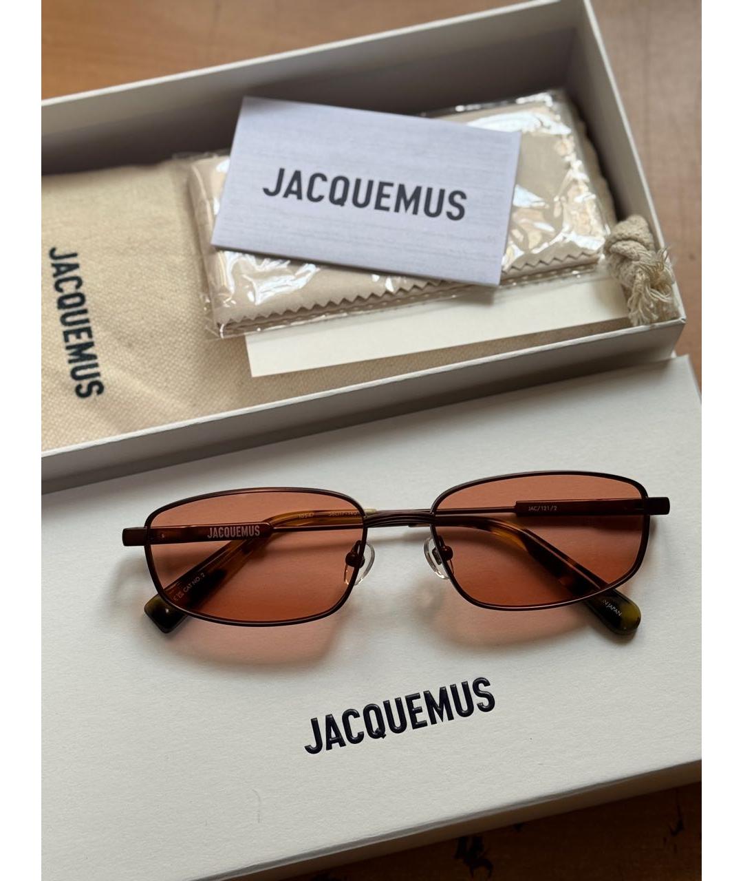 JACQUEMUS Коричневые металлические солнцезащитные очки, фото 2