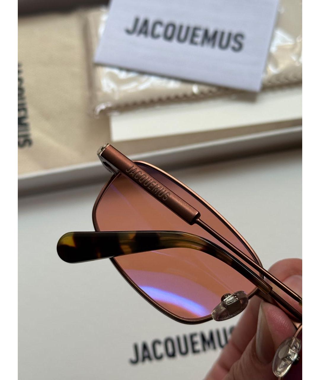 JACQUEMUS Коричневые металлические солнцезащитные очки, фото 5