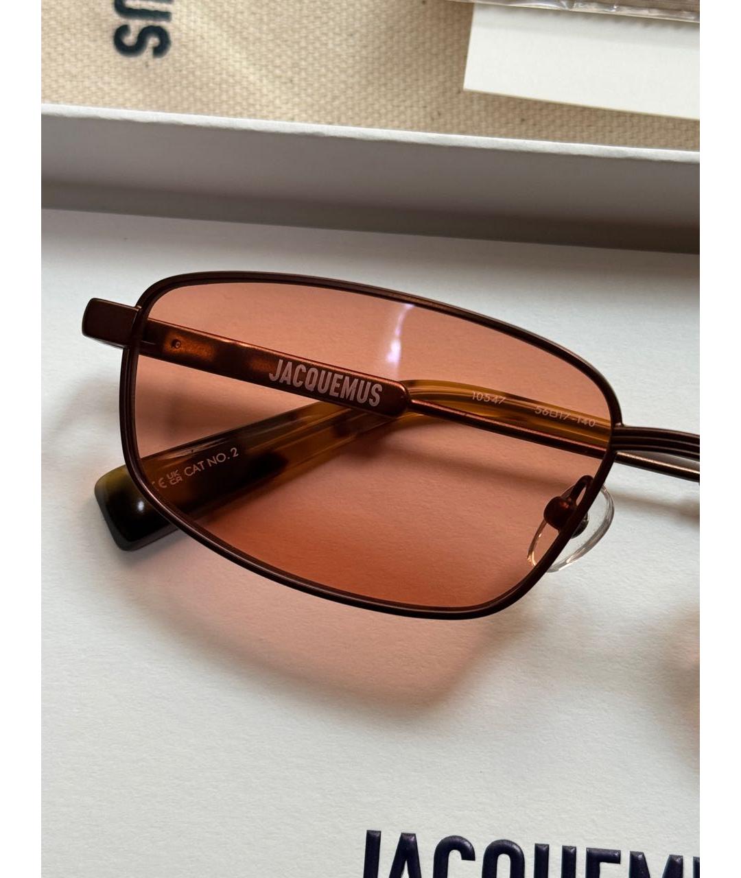 JACQUEMUS Коричневые металлические солнцезащитные очки, фото 3