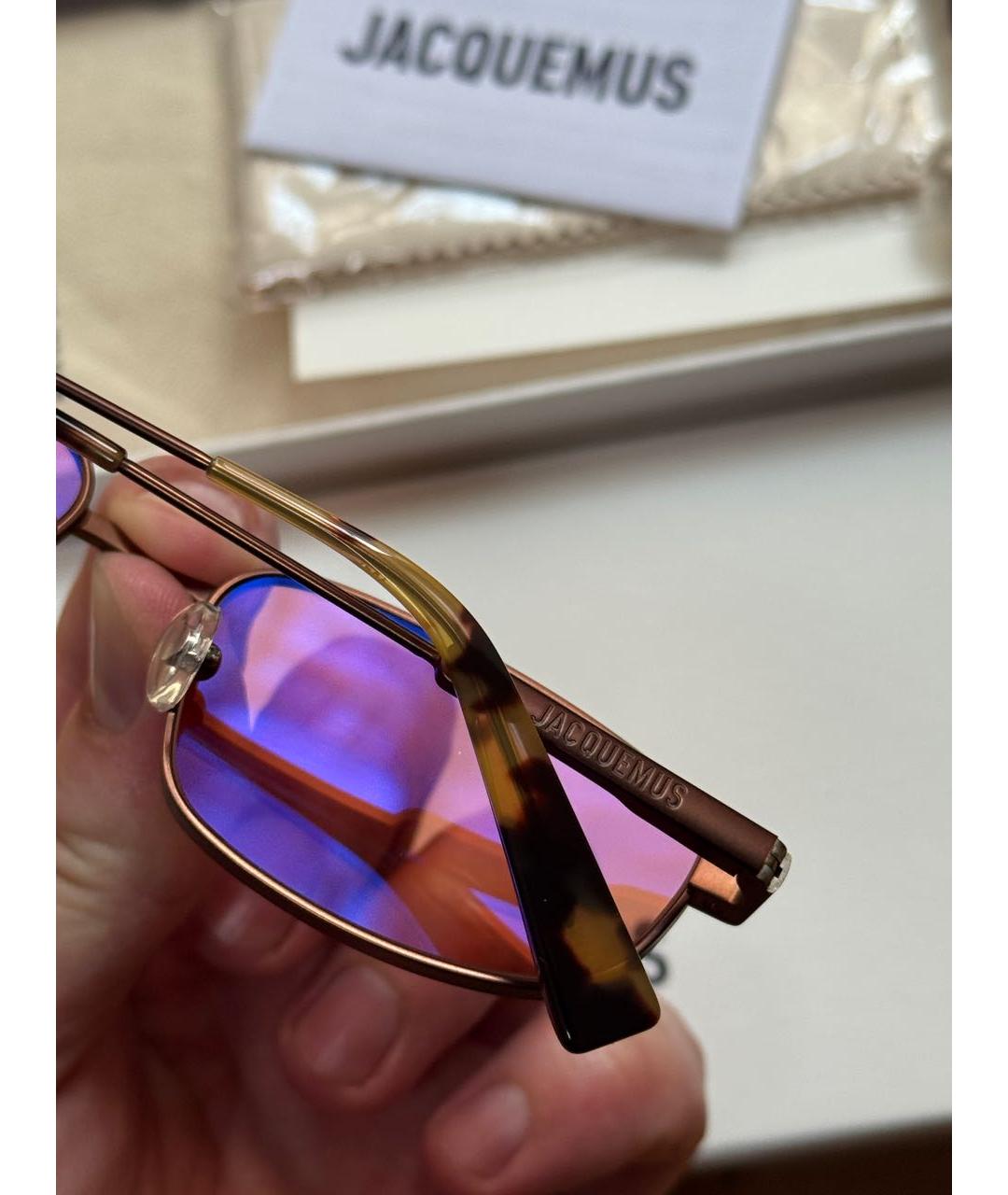 JACQUEMUS Коричневые металлические солнцезащитные очки, фото 6