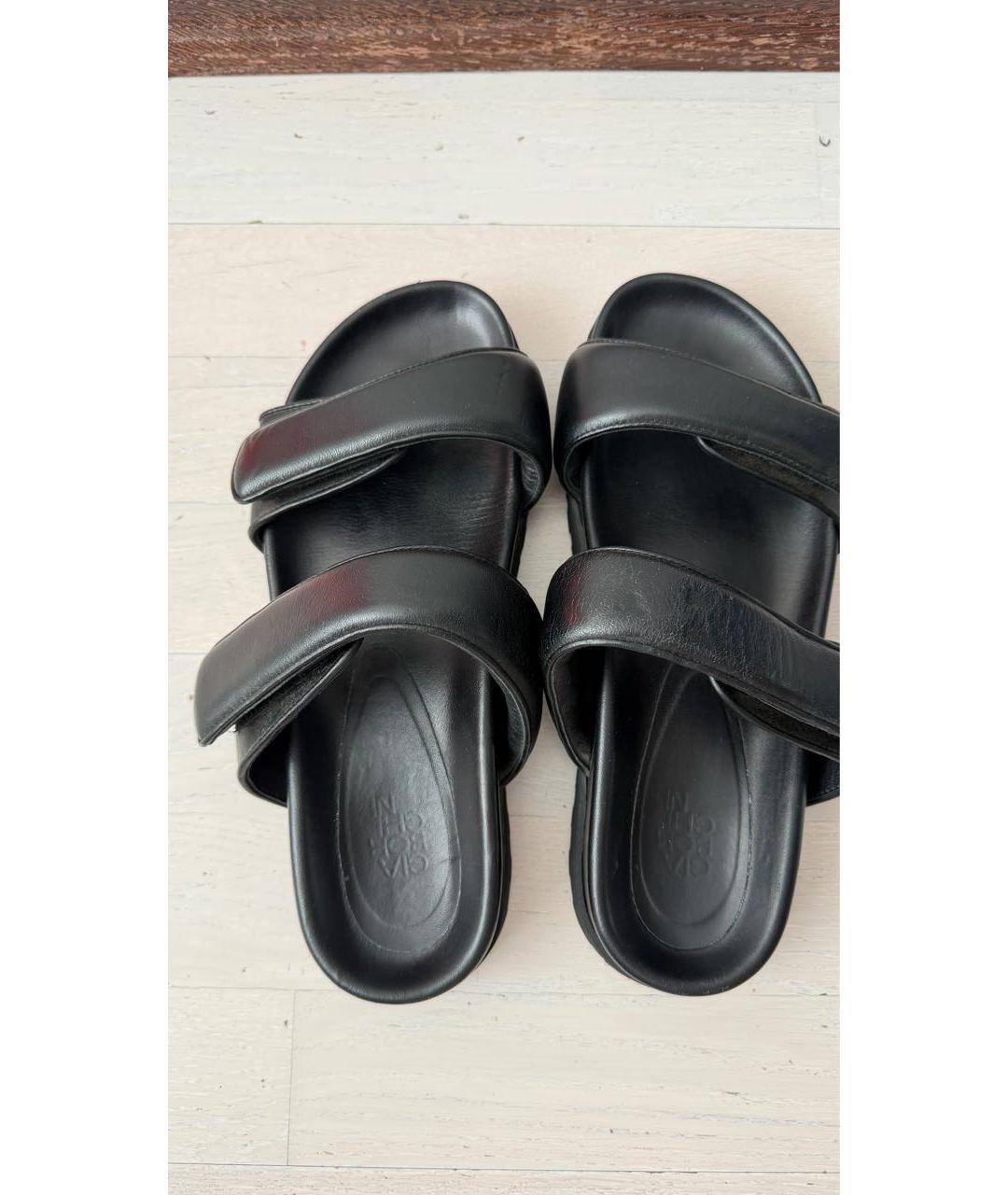 GIABORGHINI Черные кожаные шлепанцы, фото 3