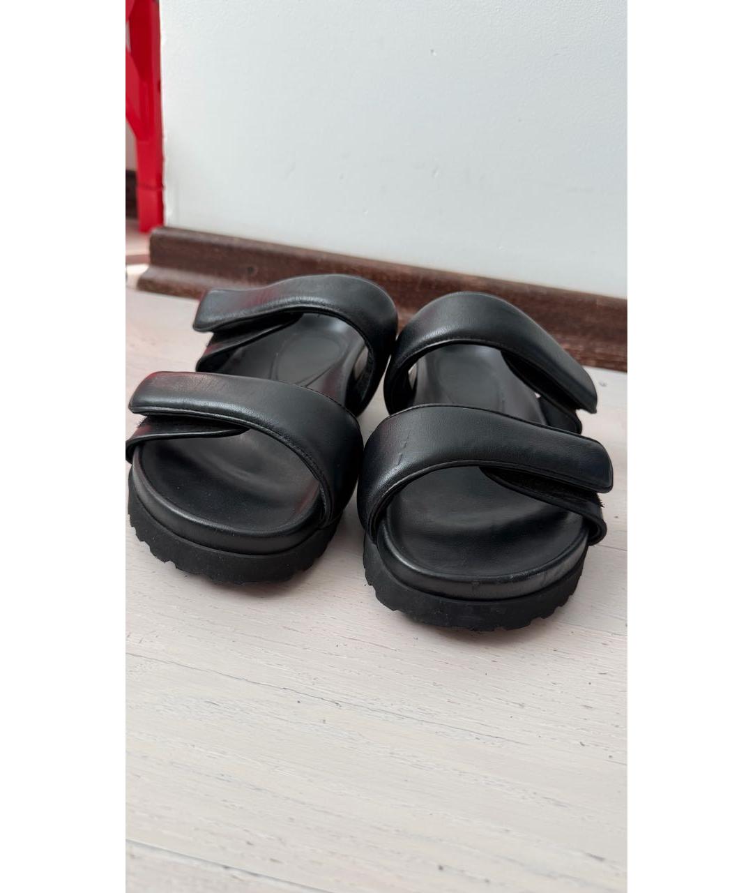 GIABORGHINI Черные кожаные шлепанцы, фото 2