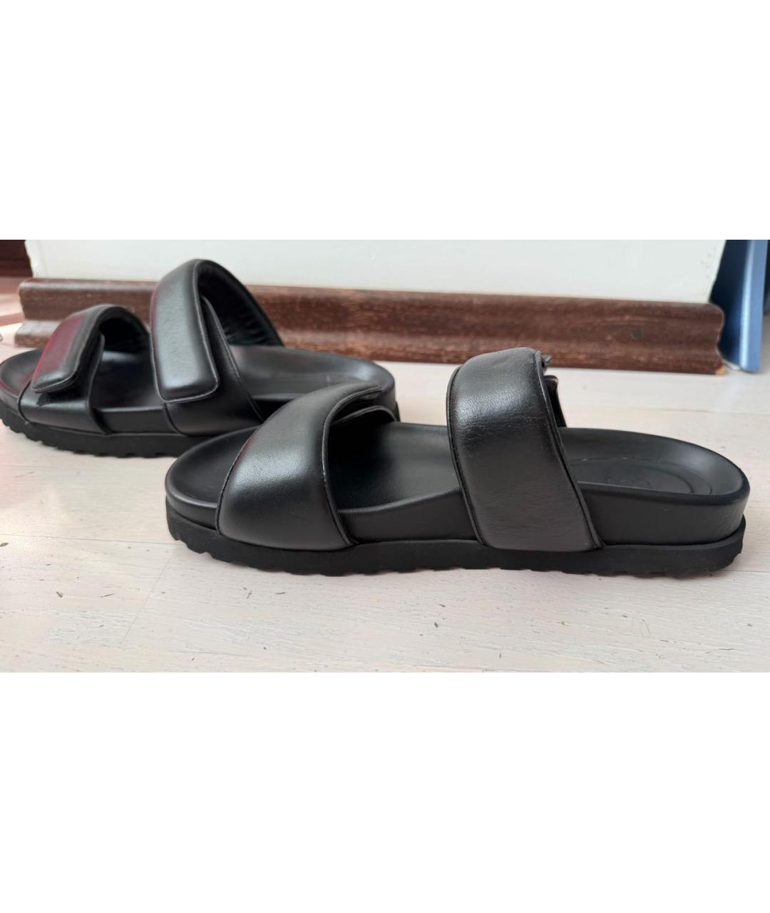GIABORGHINI Черные кожаные шлепанцы, фото 6