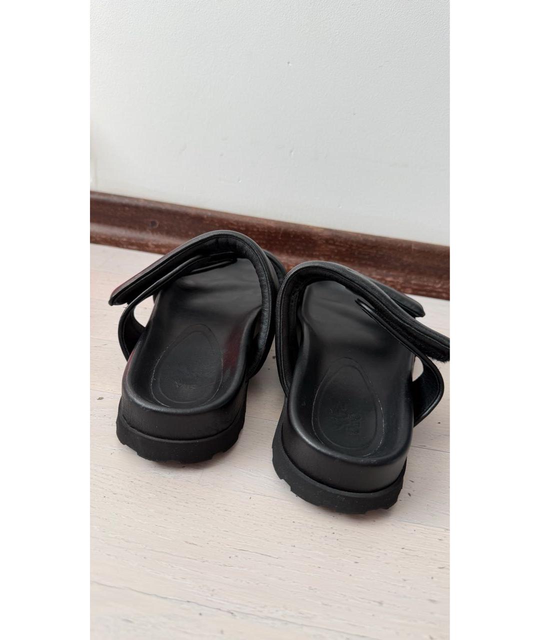 GIABORGHINI Черные кожаные шлепанцы, фото 4