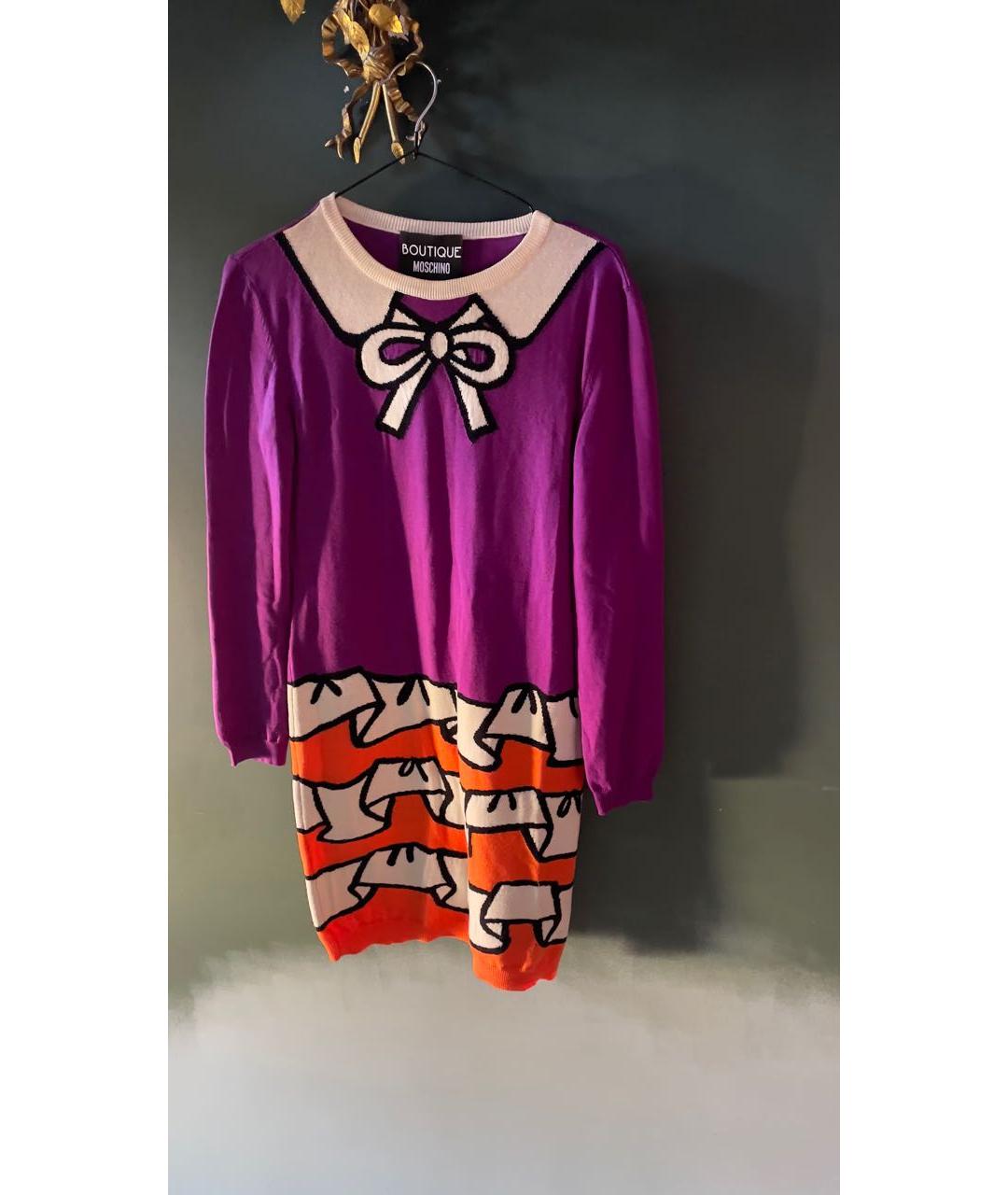 BOUTIQUE MOSCHINO Мульти шерстяное платье, фото 8